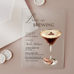 Love is Brewing Espresso Martini Bridal Shower Acrylic Invitations