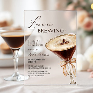 Love is Brewing Espresso Martini Bridal Shower Acrylic Invitations