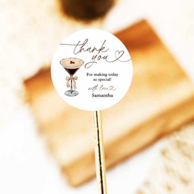 Love Is Brewing Espresso Martini Bridal Shower Classic Round Sticker (Creator Uploaded)