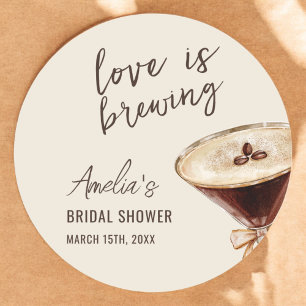Love is Brewing Espresso Martini Bridal Shower Classic Round Sticker