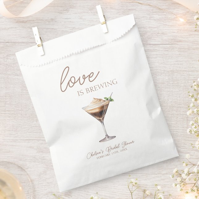 Love is Brewing Espresso Martini Bridal Shower Favour Bag (Love is Brewing Espresso Martini Bridal Shower Favor Bags, Coffee Theme Bridal Brunch, Chic, Trendy)