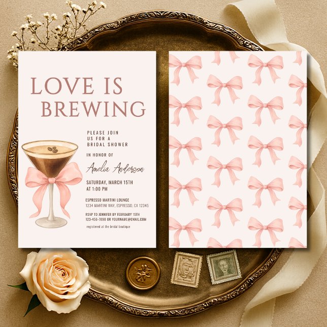 Love is Brewing  Espresso Martini Bridal Shower Invitation (Creator Uploaded)
