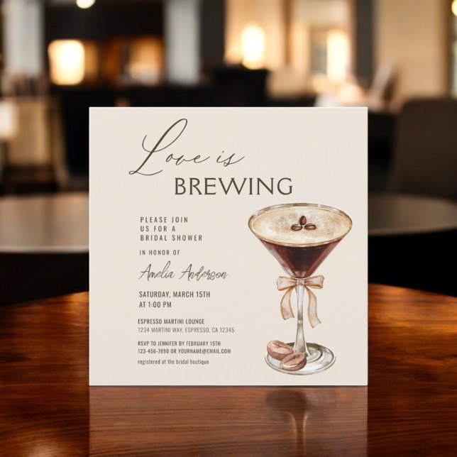 Love is Brewing Espresso Martini Bridal Shower Invitation (Creator Uploaded)