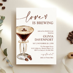 Love is Brewing Espresso Martini Bridal Shower Invitation
