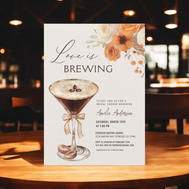 Love is Brewing Espresso Martini Bridal Shower Invitation (Creator Uploaded)