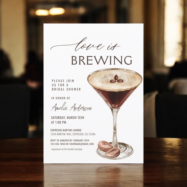 Love is Brewing Espresso Martini Bridal Shower Invitation (Creator Uploaded)