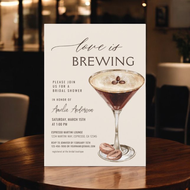 Love is Brewing Espresso Martini Bridal Shower Invitation (Creator Uploaded)