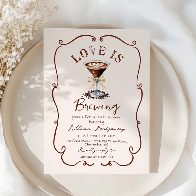 Love is Brewing Espresso Martini Bridal Shower Invitation (Creator Uploaded)