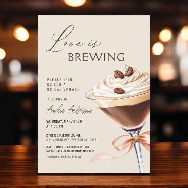Love is Brewing Espresso Martini Bridal Shower Invitation (Creator Uploaded)