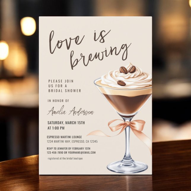Love is Brewing Espresso Martini Bridal Shower Invitation (Creator Uploaded)
