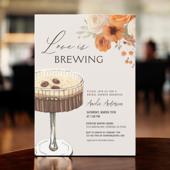 Love is Brewing Espresso Martini Bridal Shower Invitation (Creator Uploaded)
