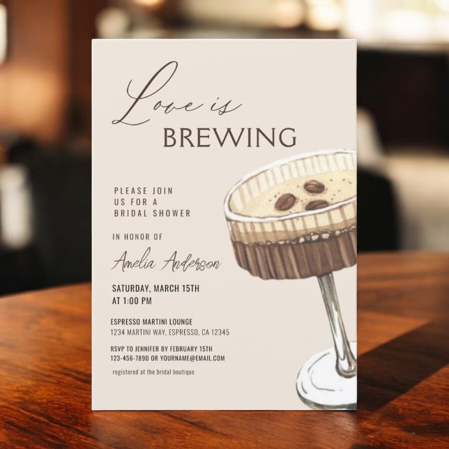 Love is Brewing Espresso Martini Bridal Shower Invitation (Creator Uploaded)