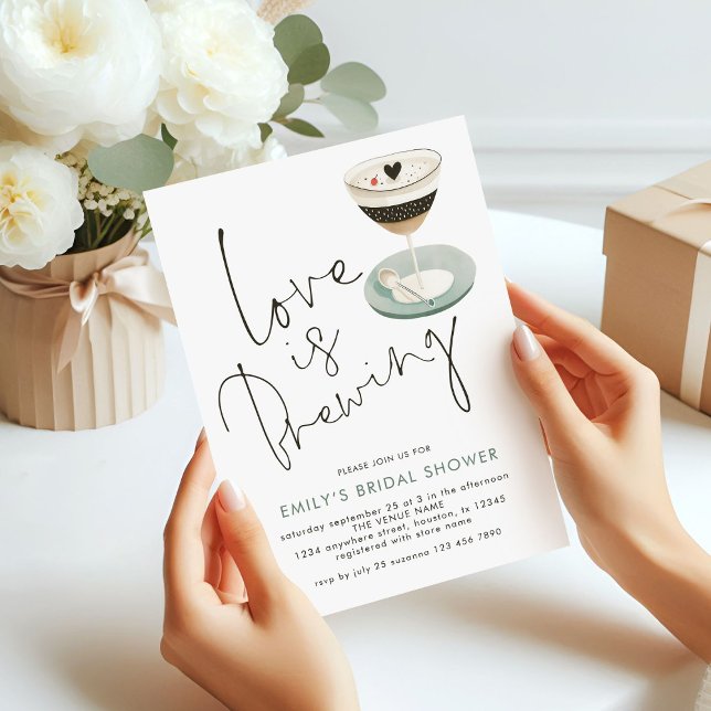 Love is Brewing Espresso Martini Bridal Shower Invitation (Printed version)