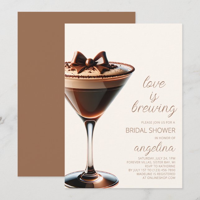 Love is Brewing Espresso Martini Bridal Shower  Invitation (Front/Back)