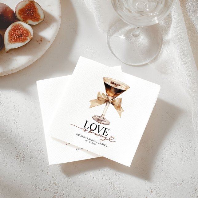 Love Is Brewing Espresso Martini Bridal Shower Napkin (Creator Uploaded)