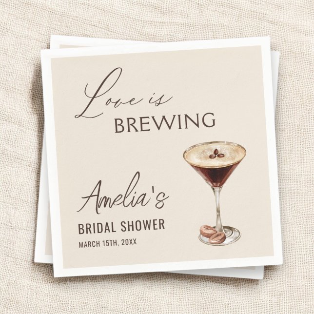 Love is Brewing Espresso Martini Bridal Shower Napkin (Creator Uploaded)