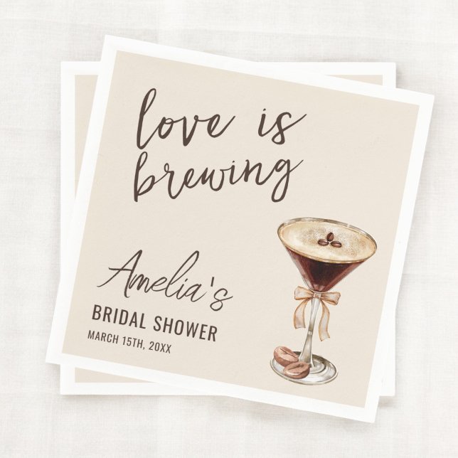 Love is Brewing Espresso Martini Bridal Shower Napkin (Creator Uploaded)