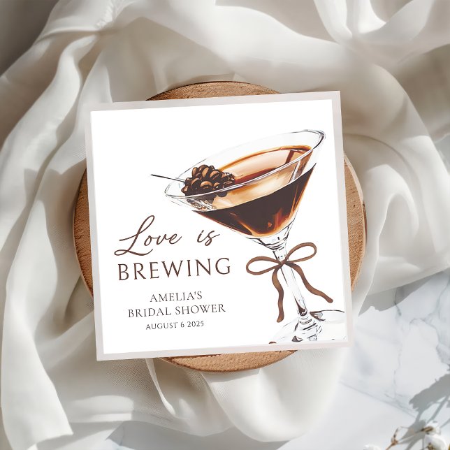 Love is Brewing Espresso Martini Bridal Shower Napkin (Creator Uploaded)