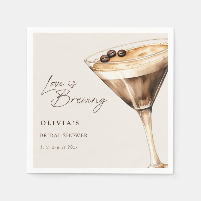 Love is Brewing Espresso Martini Bridal Shower Napkin (Front)