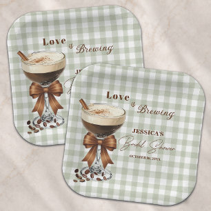 Love is Brewing Espresso Martini Bridal Shower Paper Plate