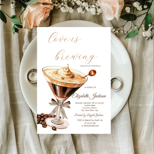 Love is Brewing Espresso Martini Glitter Drips  Invitation (Creator Uploaded)