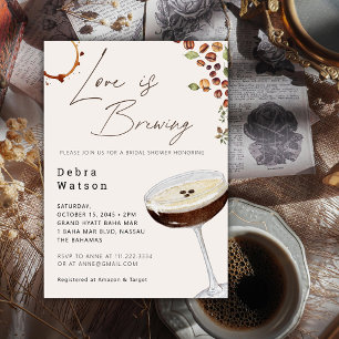Love Is Brewing Espresso Modern Bridal Shower Invitation
