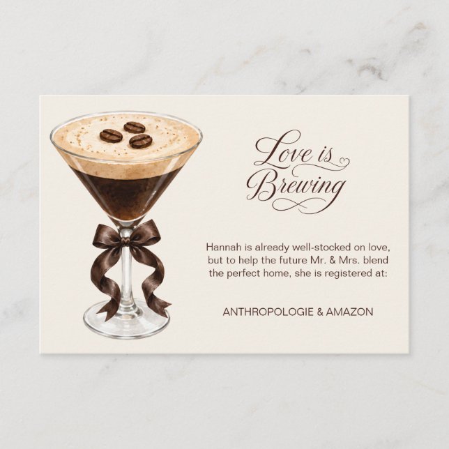 Love is Brewing Espresso Registry QR Insert Card (Front)