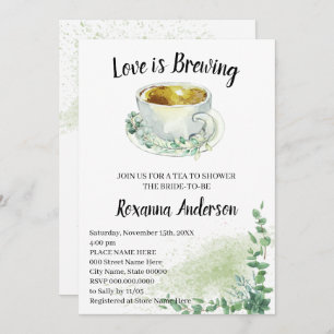 Love is Brewing Eucalyptus Tea Bridal Shower  Invitation