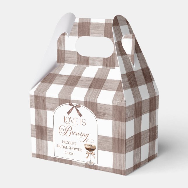 Love Is Brewing Expresso Martini Bow Bridal Shower Favour Box (Front Side)