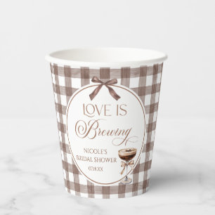 Love Is Brewing Expresso Martini Bow Bridal Shower Paper Cups