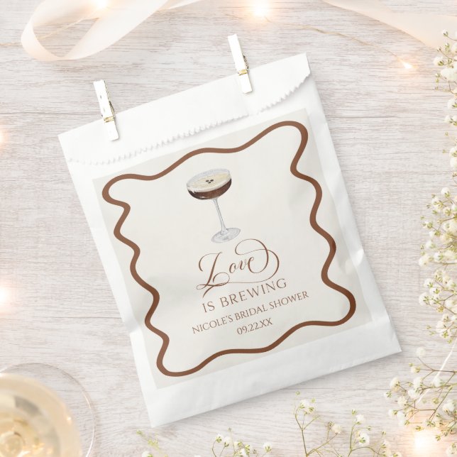 Love Is Brewing Expresso Martini Bridal Shower Favour Bag (Clipped)
