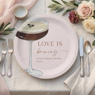Love Is Brewing Expresso Martini Bridal Shower Paper Plate