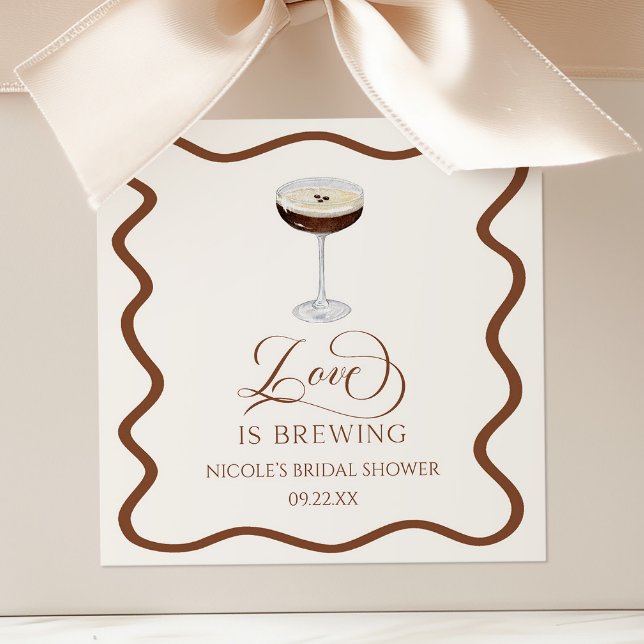 Love Is Brewing Expresso Martini Bridal Shower Square Sticker (Creator Uploaded)