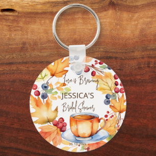 Love is brewing fall bridal shower favors key ring