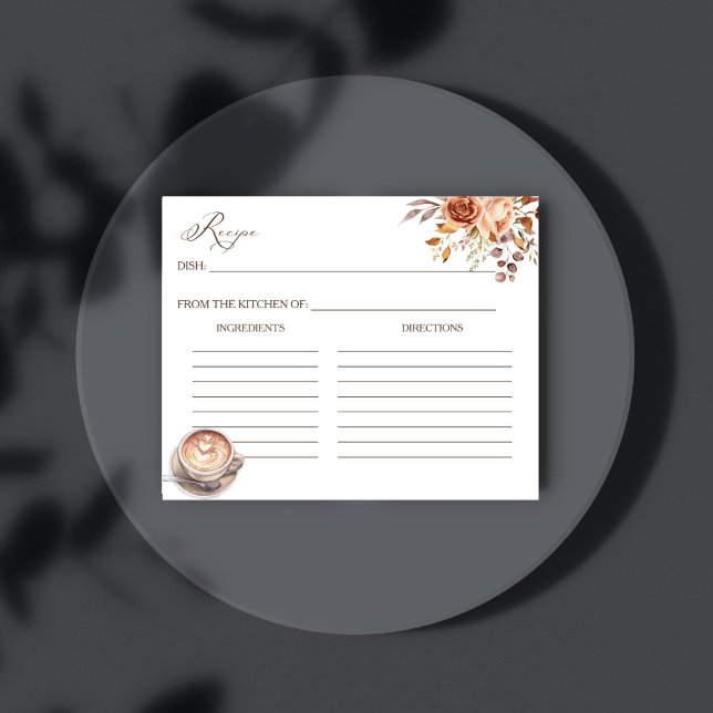 Love is brewing fall bridal shower recipe card (Love is brewing coffee fall bridal shower recipe card bridal shower games enclosure cards)