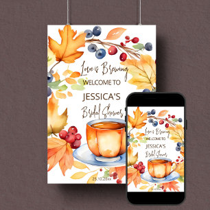 Love is brewing fall bridal shower welcome sign