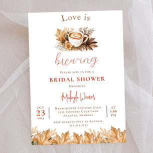 Love Is Brewing Fall Coffee Theme Bridal Shower Invitation