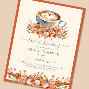 Love is Brewing Fall Floral Coffee Bridal Shower Invitation