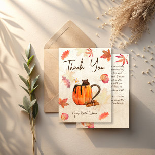 Love is brewing fall pumpkin tea bridal shower  thank you card