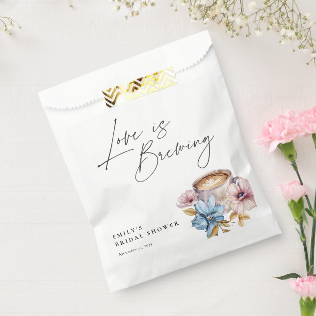 Love is Brewing Floral Bridal Shower Favour Bag (Sealed)