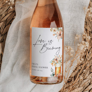 Love is Brewing Floral Bridal Shower Wine Label