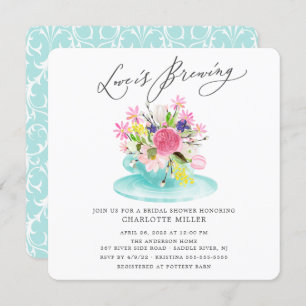 Love is Brewing Floral Bridal Tea Shower Invitatio Invitation