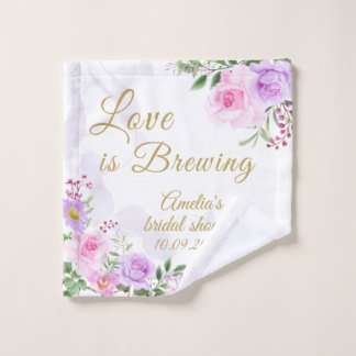 Love is Brewing - Floral Elegant Bridal Shower Wash Cloth