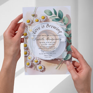 Love Is Brewing Floral Espresso Bridal Shower Invitation