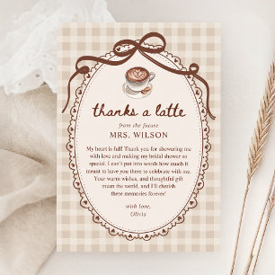 Love is Brewing Gingham Coffee Bridal Shower Thank You Card