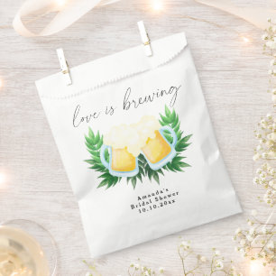 Love is Brewing Greenery Beer Bridal Shower Favour Bag
