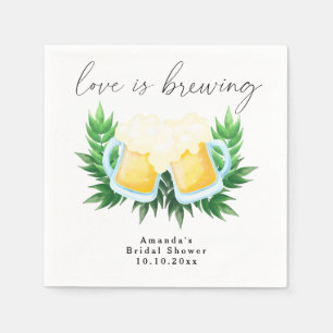 Love is Brewing Greenery Beer Bridal Shower Napkin