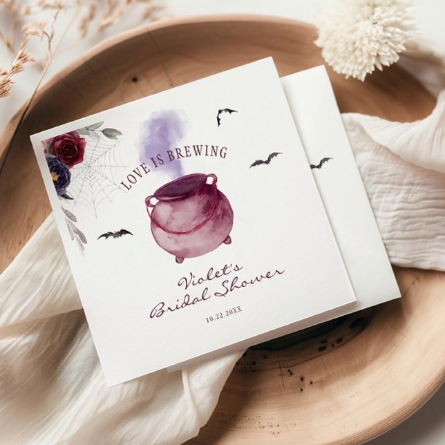 Love Is Brewing Halloween Bridal Shower Napkin (Creator Uploaded)