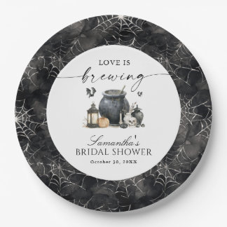 Love Is Brewing Halloween Bridal Shower Paper Plate