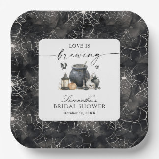 Love Is Brewing Halloween Bridal Shower Paper Plate